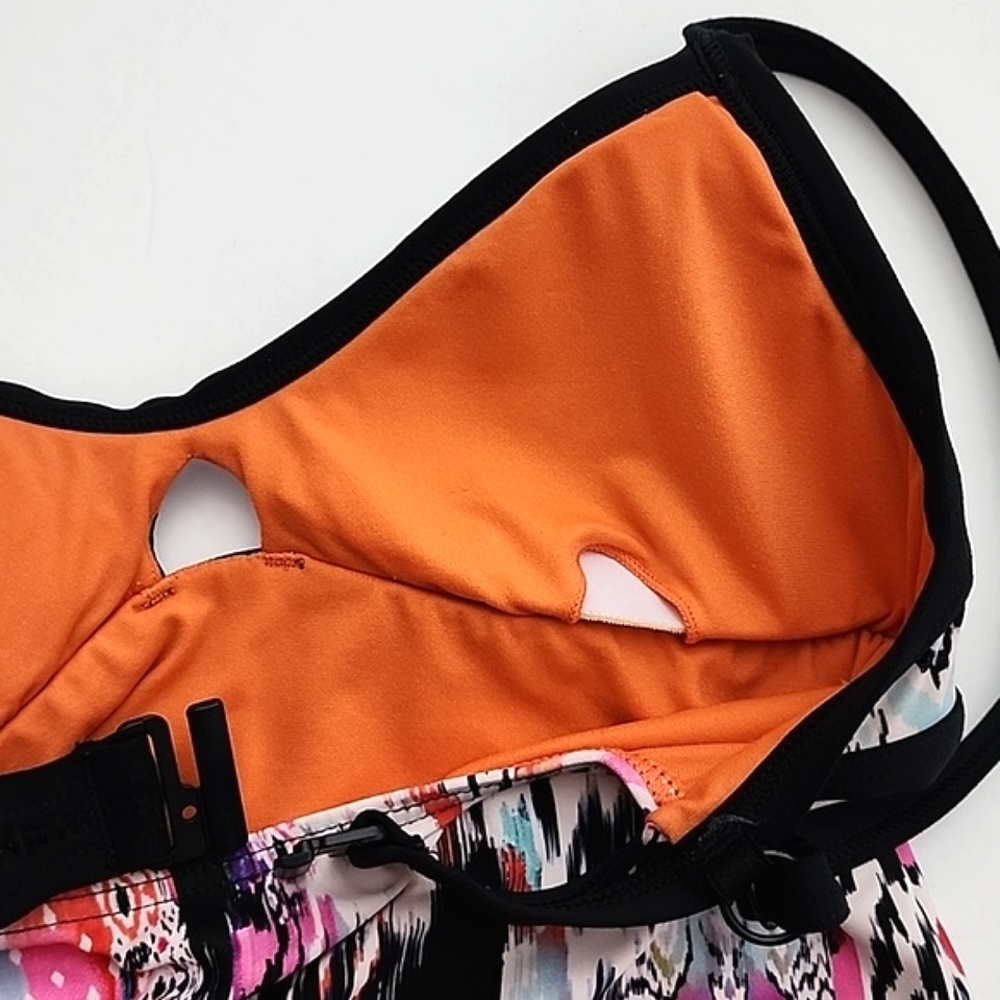 Seafolly Beach Women's Gypsy Nectarine Tankini Top White Pink Black Trim 6 - Picture 9 of 16